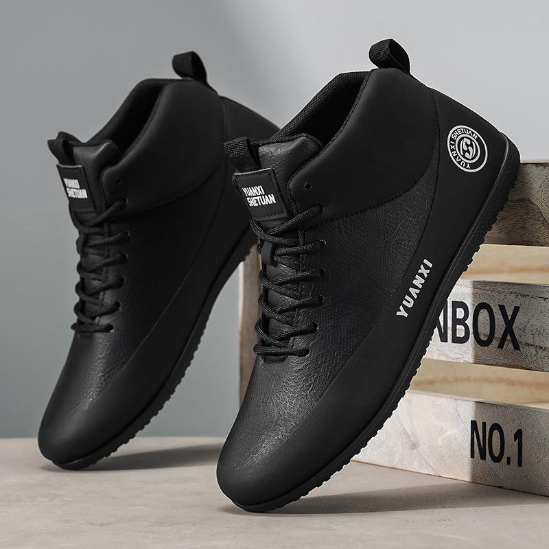Autumn and Winter Mid-help Casual Shoes Men's Foot Cover Wear-resistant Jogging Leather Men's Shoes Men's Casual Leather Shoes