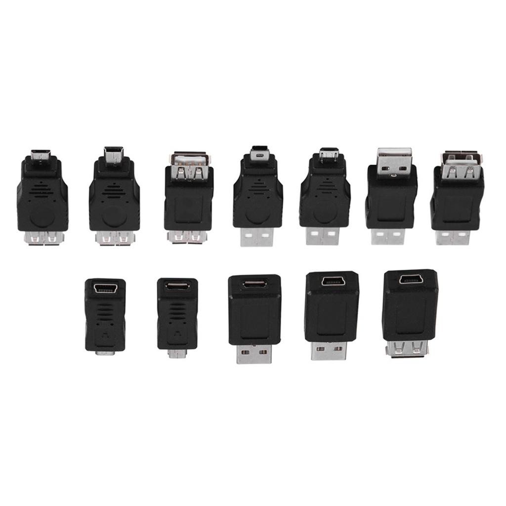 Pack of 12 Pcs Multiple USB2.0 Adapters Micro Mini Male Female Converters Connectors