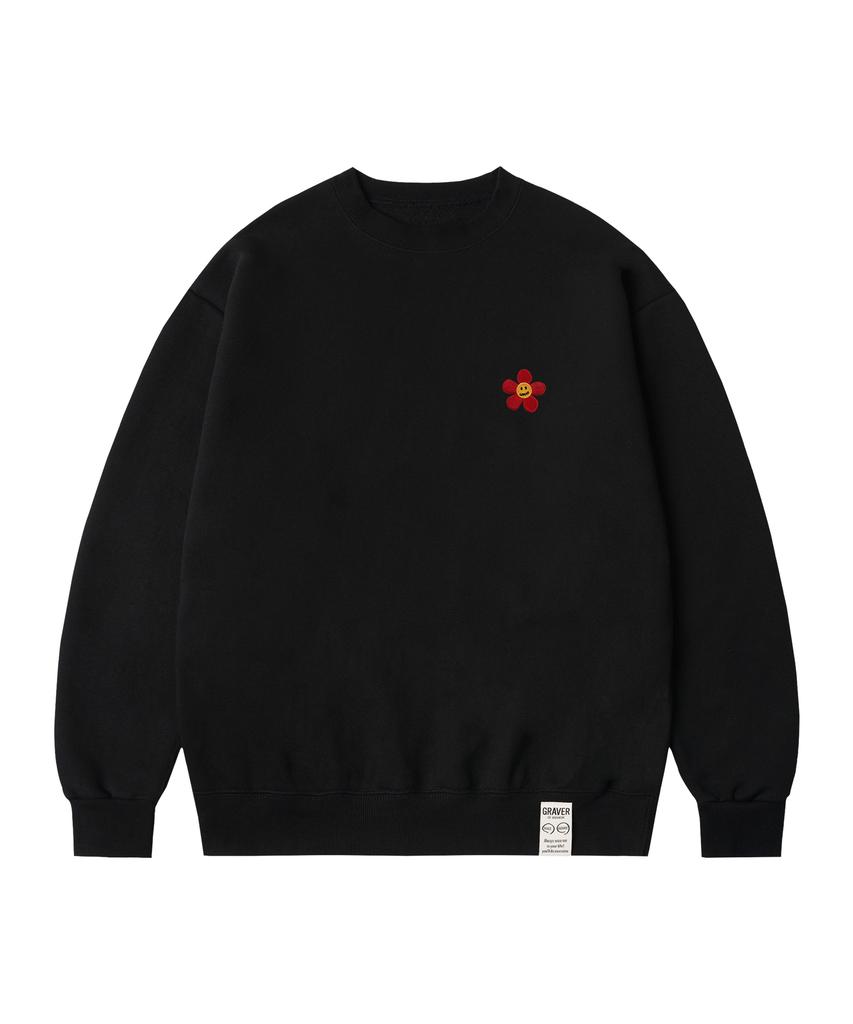 GRAVER [Unisex] Flower Dot Embroidered Sweatshirt_2 Colors