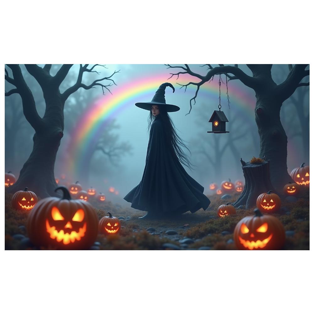 Halloween Decor Spooky Setting Fantasy Scene Spooky Decoration Outdoor Scene Witch Banner For Night Event Photo Background