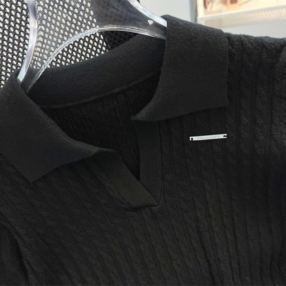 Ice Silk Top with A Small Fragrance and Temperament. Ice Silk Short Sleeved T-shirt for Women In Summer, New Casual Texture with A Unique Collar