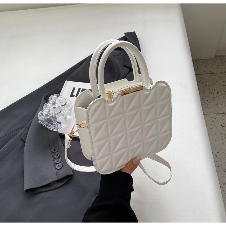 Rhombus Indentation Temperament 2025 New Trendy Simple Temperament Single Shoulder Crossbody Portable Small Square Women's Bag