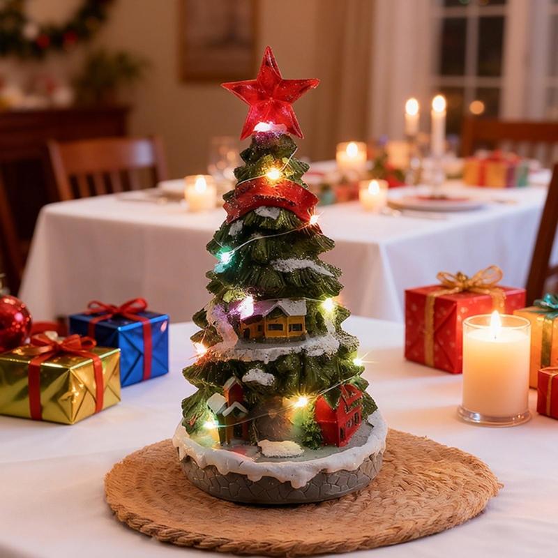 Musical Christmas Tree Tabletop Ornament Christmas Decorations Holiday Music Box Ornament for Home Tabletop Decoration