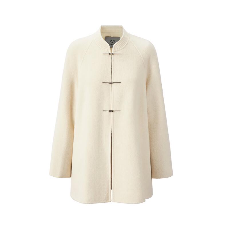 GIOVANNI VALENTINO Women's Winter Wool Blend Round Neck Coat