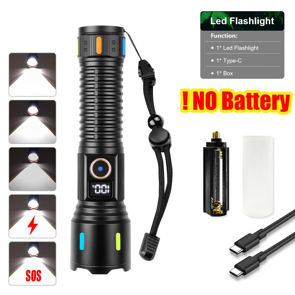 8800000LM High Power LED Flashlight USB Rechargeable Tactical Flashlight Zoom Waterproof LED Torch for Outdoor Hiking Emergency