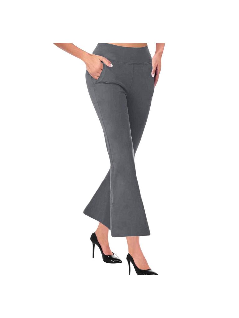 2024 Women's Casual Knitted Flare Pants with Side Pockets - Slimming Design and Long Leg Effect