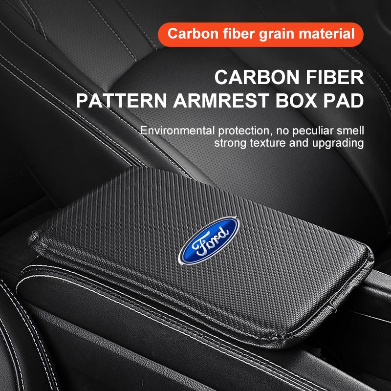 1Pcs Car Armrest Box Mats Leather Center Console Covers Styling For Ford Focus Mk2 Mk3 Fiesta Ranger Mondeo S-MAX Kuga Mustang