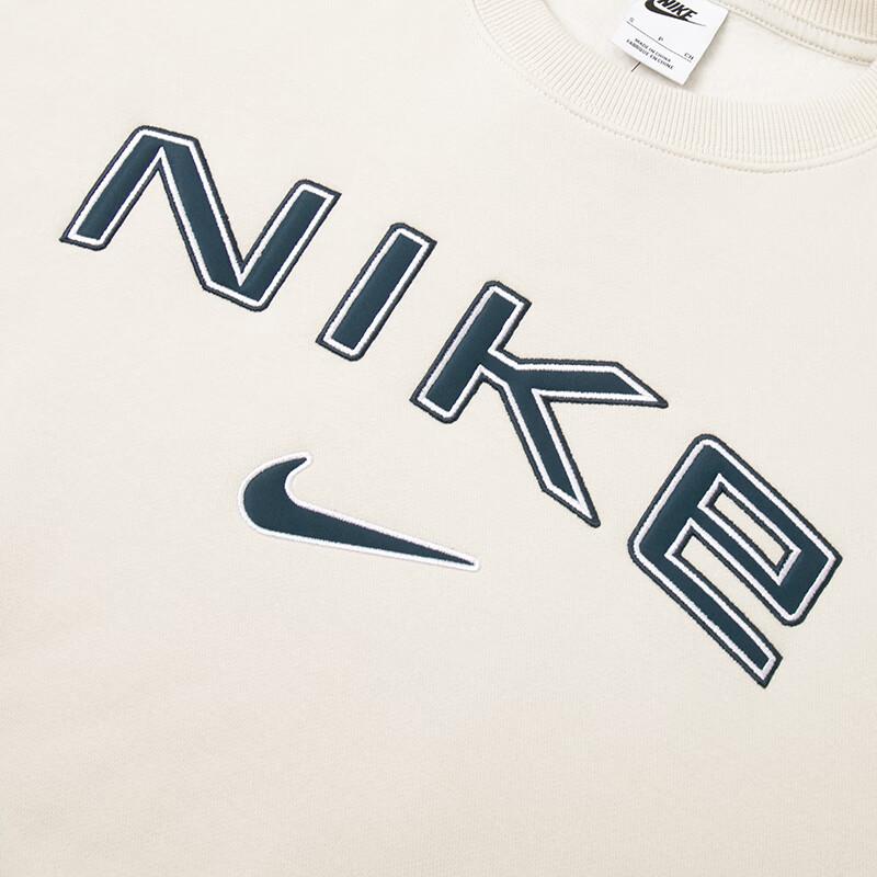 Nike Logo Outdoor Casual Sports Crew Neck Long Sleeve Sweatshirt Women Sweatshirt Beige FV7675104