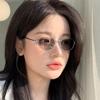 Oval Silver Small Frame Anti-Blue Light Photochromic Myopia Glasses, Prescription-Compatible, Plain Face Literary Design