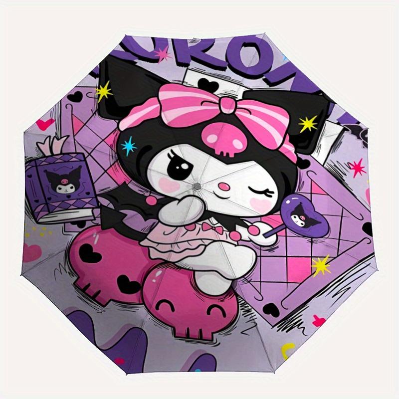 Pretty Kuromi Automatic Folding Umbrella - 3 Folding Design, Vivid Cartoon Pattern, Suitable for Outdoor Activities, A Gift for Fans In All Seasons.Y0