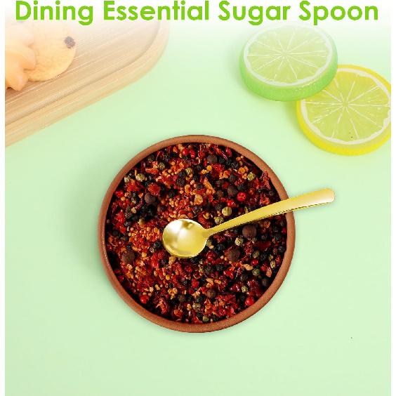 Small Spoons for Spice Jars, 4 Pcs 3.3 Inch Spice Spoon, Tiny Spoons for Spices, Sugar, and Salt, Gold