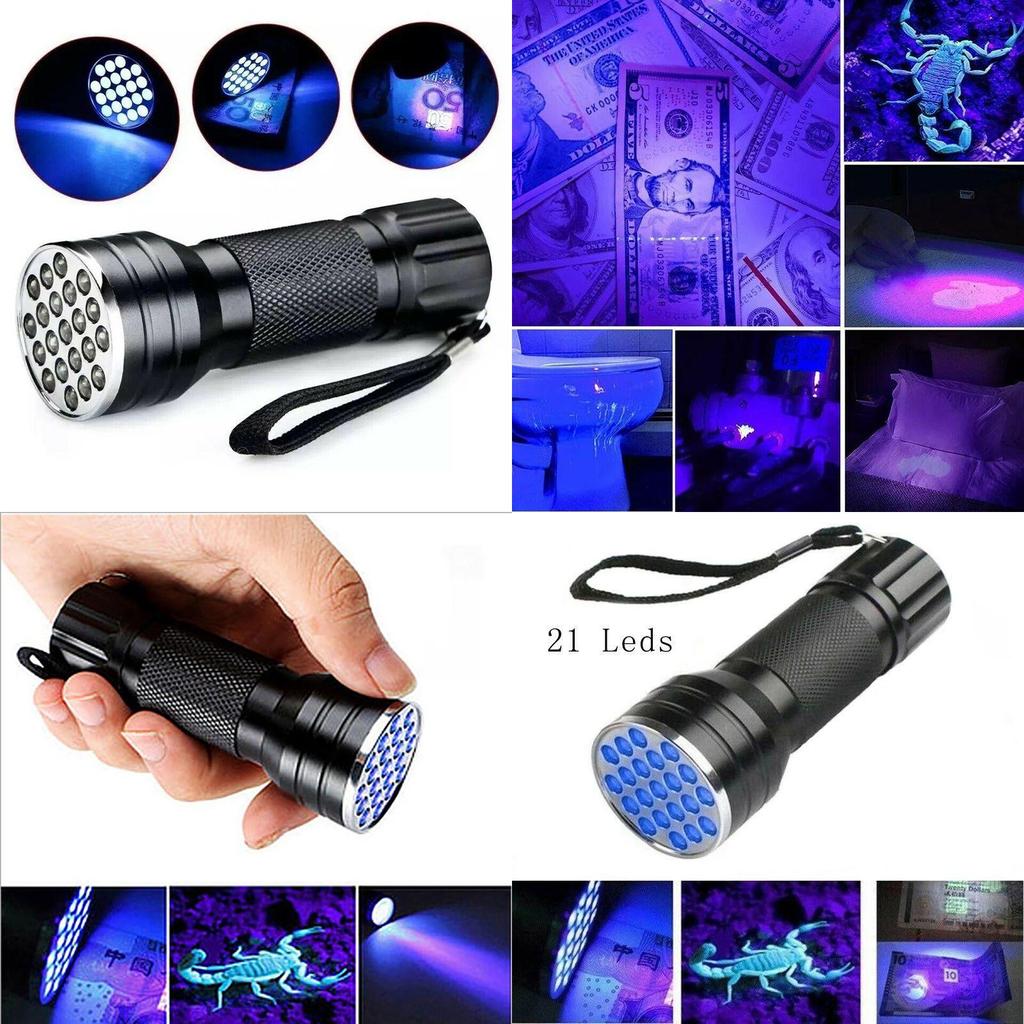 Compact Uv Flashlight With 21 Ultraviolet Leds For Pet Urine Stains Detection And More