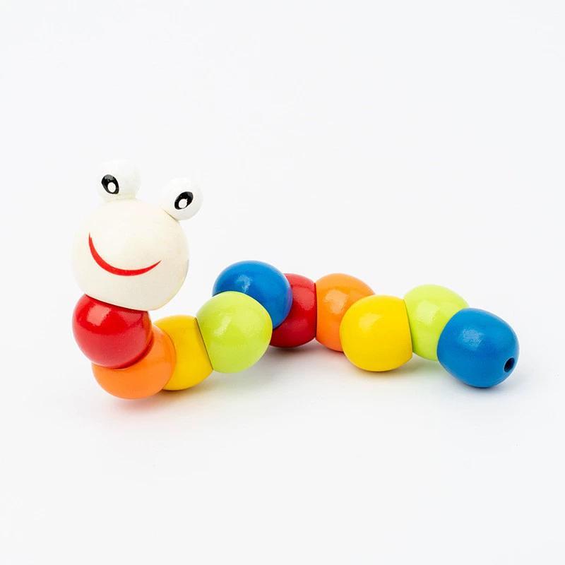 Montessori Holzspielzeug KTV Erwachsene Entzückende Raupenpuppe Helle Farbe Kinder Lernspielzeug für Jungen Mädchen Geschenke