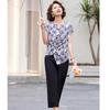 Past Mid-Aged Women's Summer Floral Print T-shirt & Cropped Pants Set