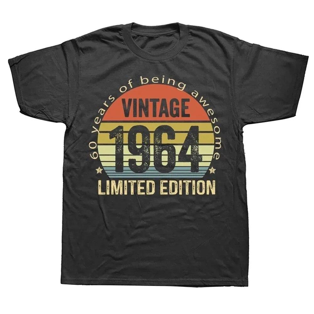 2024 Unisex Women Birthday Anniversary T-shirts 1964 60 Years Old Limited Edition Vintage Cotton T Shirt Gift Short Sleeve Tee Tops