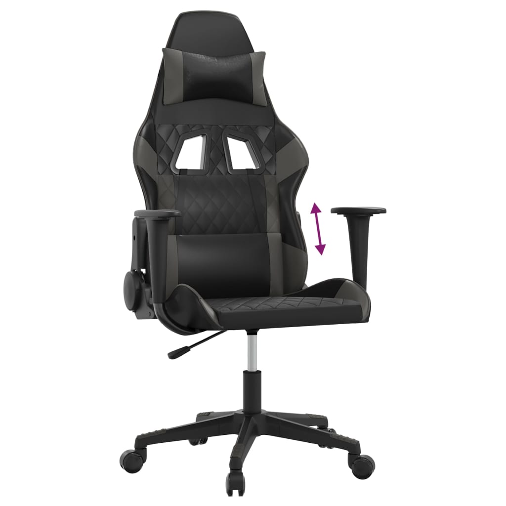 Gaming Chair Black and Gray Artificial Leather