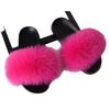 Furry Slippers for Women The Same Style In Summer Real Fox Fur Slippers Plus Size Female Sandals