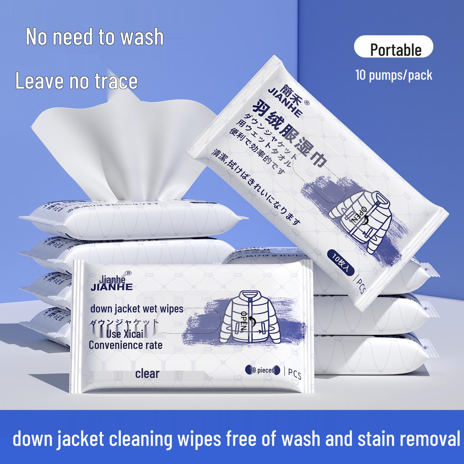 

Down Jacket Stain Remover Dry-Cleaning Wipes - No Water Needed