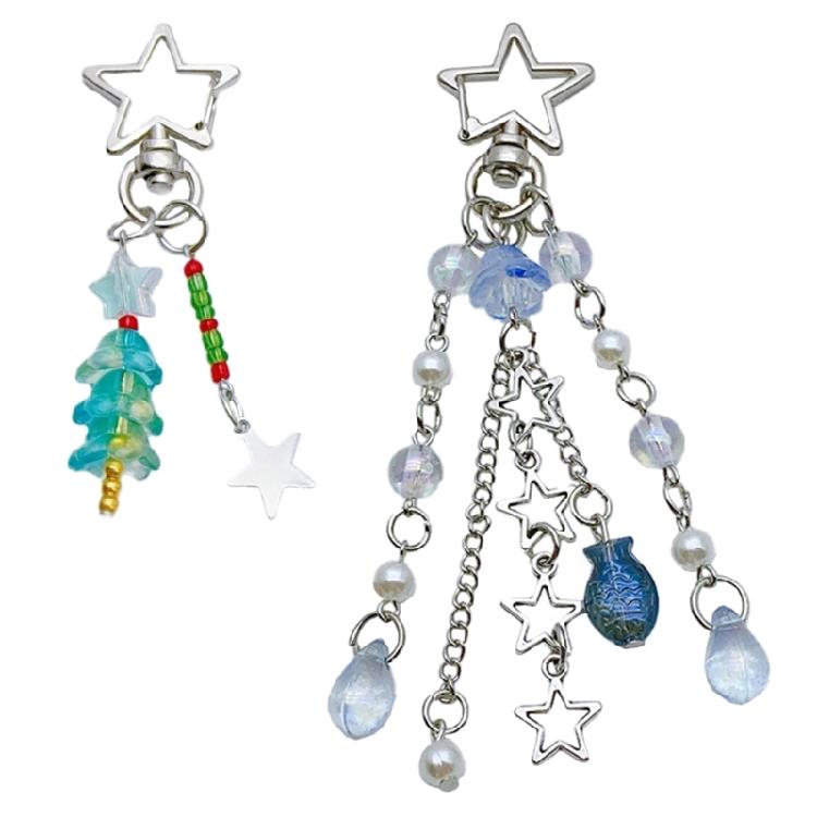 Cute Christmas Tree Keyring Mini Fish Pendant Keychain Cartoon Bag Pendant Charm