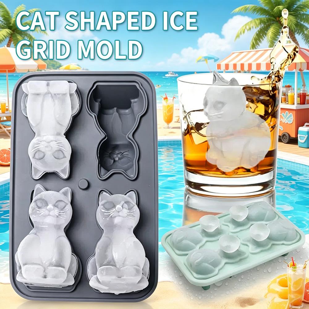 Reusable Silicone Cat Ice Tray Creative Animal Kitten Ice Cube Mold Diy Drink Ice Maker