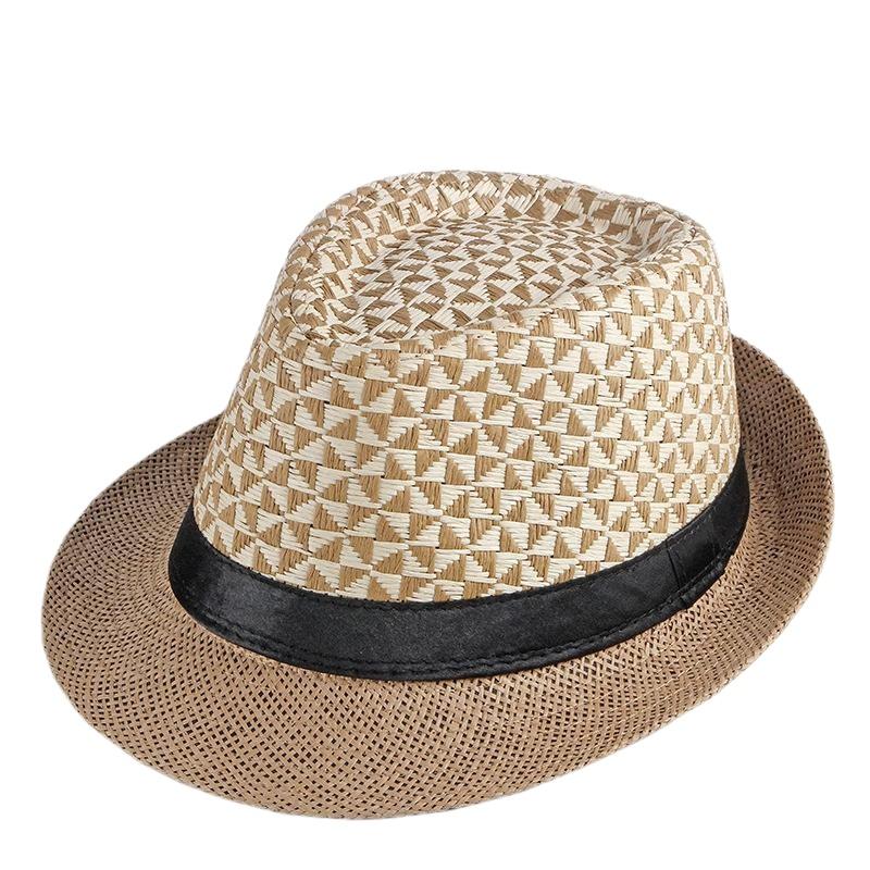 2025 New Korean Trendy Sun Hats British Top Hat Women's Men's Grometric Straw Hat Belt Jazz Hats Couple Beach Hat Fedoras Cap