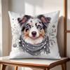 Watercolor Pet Dog Cushion Cover Natural Linen Organic Fabric DoubleSided Printing Couch Pillow Covers Home Decor Gift
