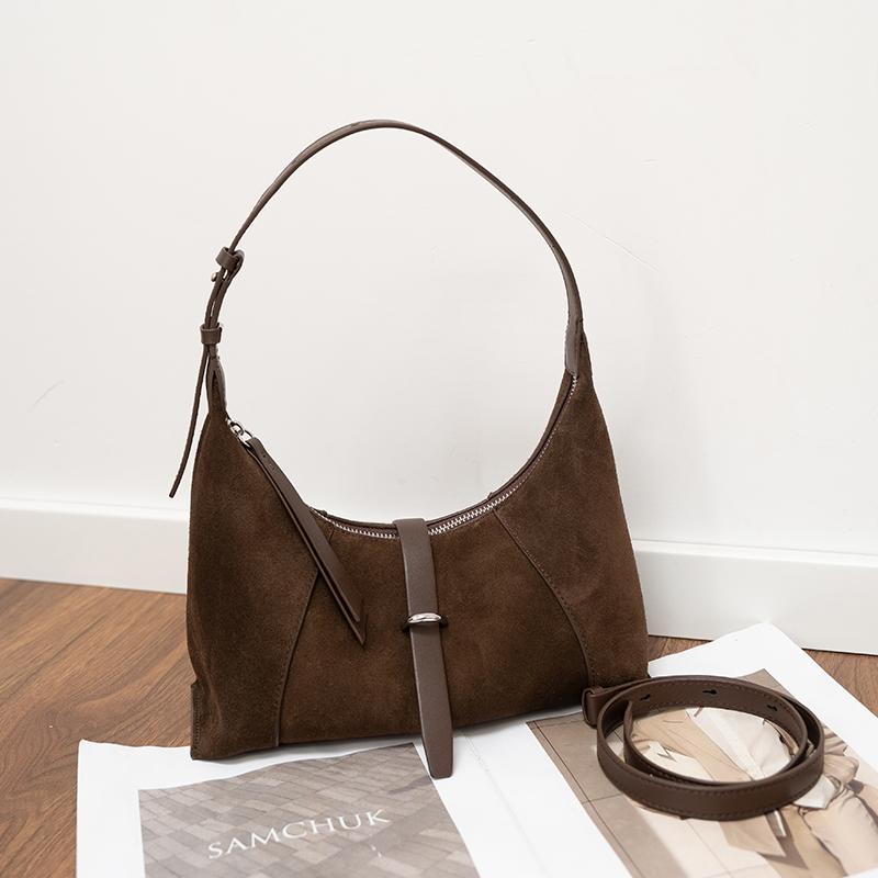 Ladies' Suede Handbag Designer Style Fashiable and Elegant Crossbody Bag High-quality Cowhide Suitable for Commuting To Work