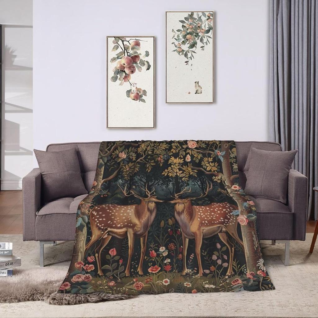 Rustikale Hirschdecken Flauschiger Plüsch Super Weich Warm Hirsch Dekor Decke Geschenke für Jungen Mädchen Kinder Erwachsene Männer Frauen