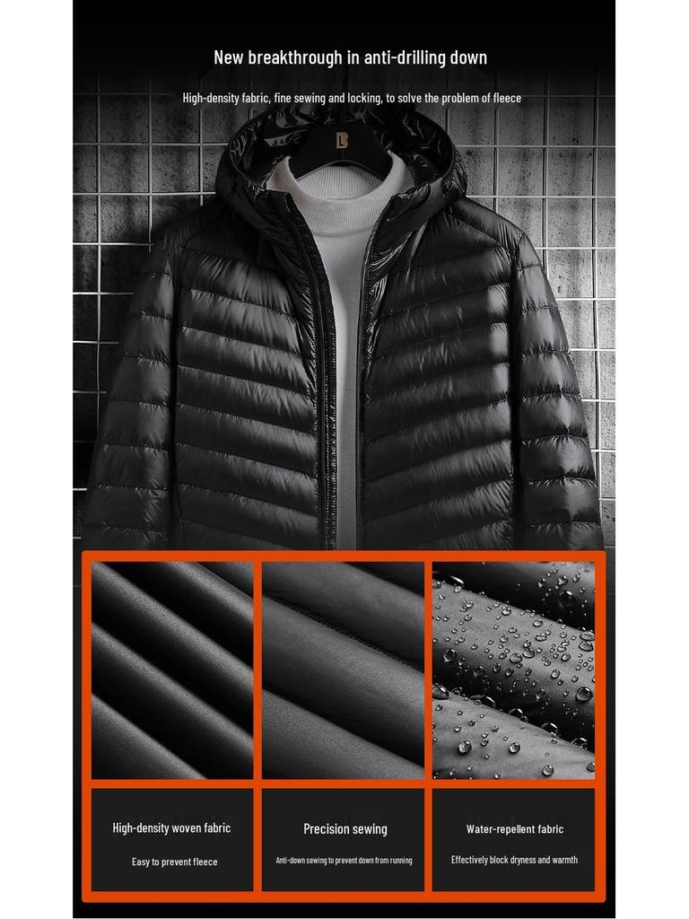NASA2024 Men's Lightweight Down Jacket - Short, Portable, Thin, Packable, Plus Size, for Autumn & Winter