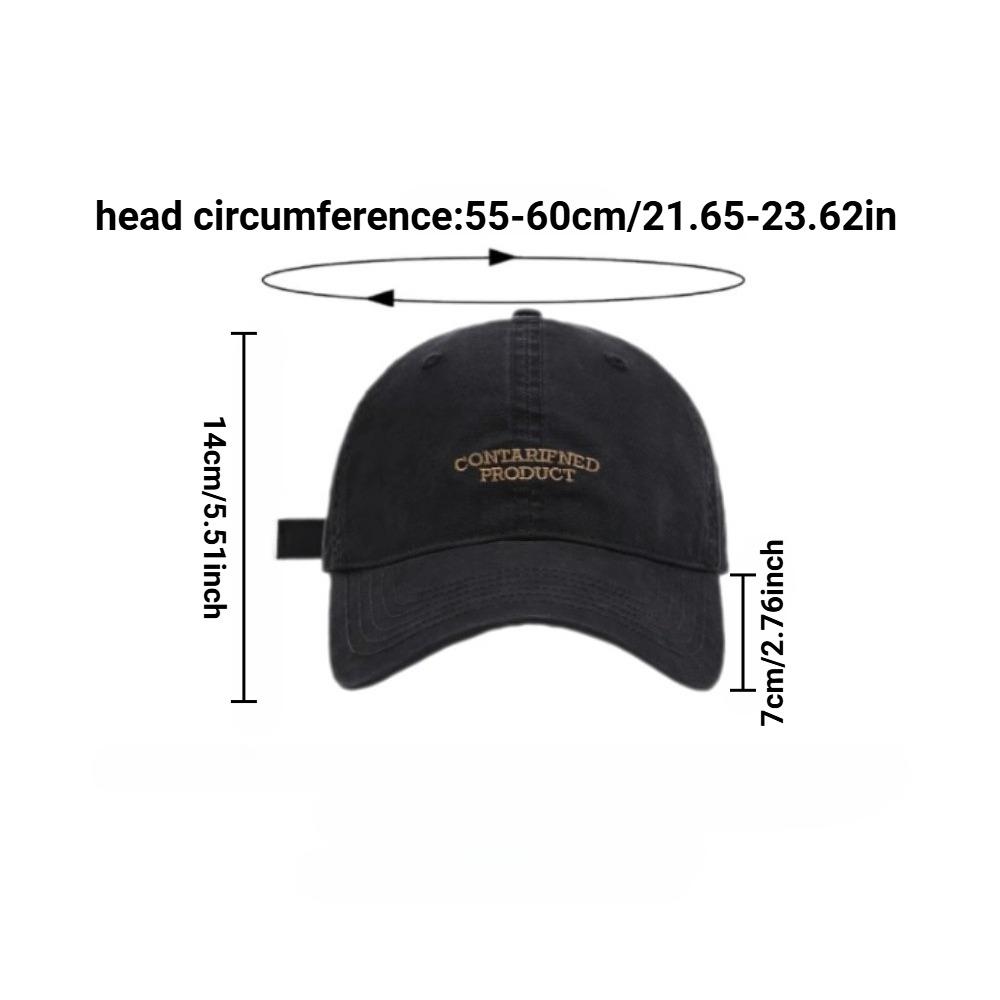 Classic Korean Cotton Baseball Cap for Men Women, Embroidery Letter Plain Vintage, Perfect for Outdoor Daily Wear Streetwear