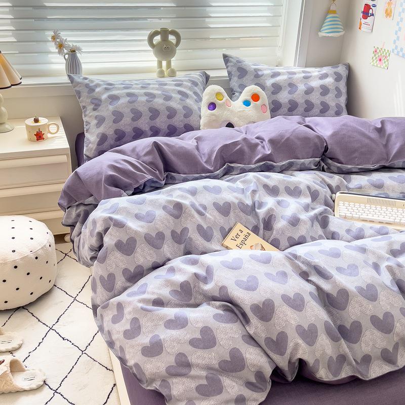 Class A Mother & Baby Fresh Style 4-Piece Brushed Skin-Friendly Washed Cotton Bedding Set