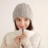 New Autumn and Winter Warm Wool Hat for Women Riding Ear Protection Simple Solid Color Pullover Hat Patch Smiling Face Versatile Knit Hat