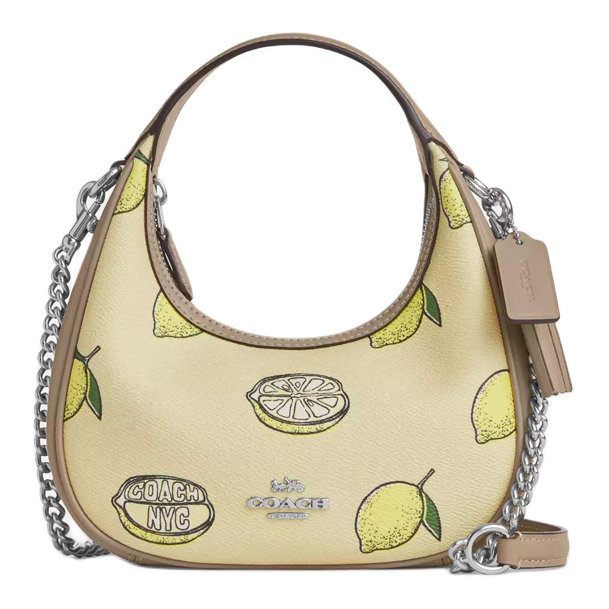 Coach Carmen 20 Lemon Pattern Print Coated Canvas Shoulder Crossbody Handbag Small Women handbags Yellow-Green CAL00-SVXUC Basic Set BagDust Bag 33060₽