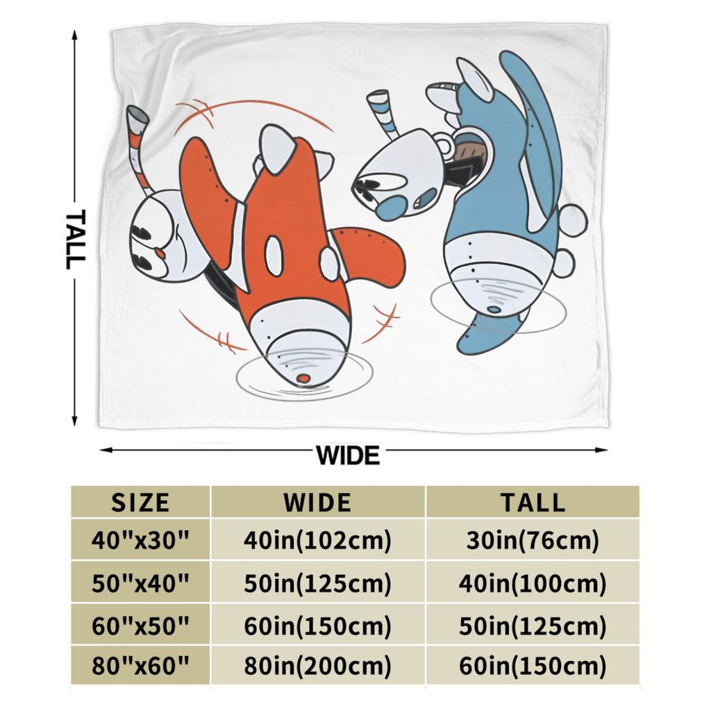 Cartoon Cuphead and Mugman Game Blanket Flannel Textile Decor Multi-function Soft Throw Blanket for Sofa Outdoor Bedspreads