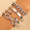 Cross-Border New Arrival Alloy Combination Suit Bracelet Four-Piece Set Punk Hip Hop Creative Bracelet Suit Fashion Bracelet
