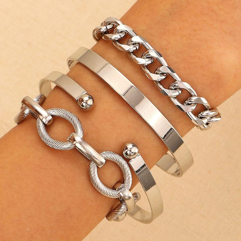 Cross-Border New Arrival Alloy Combination Suit Bracelet Four-Piece Set Punk Hip Hop Creative Bracelet Suit Fashion Bracelet