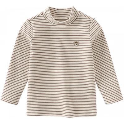 DAVE&BELLA Boys' Anti-Bacterial High-Neck Striped Long Sleeve T-Shirt