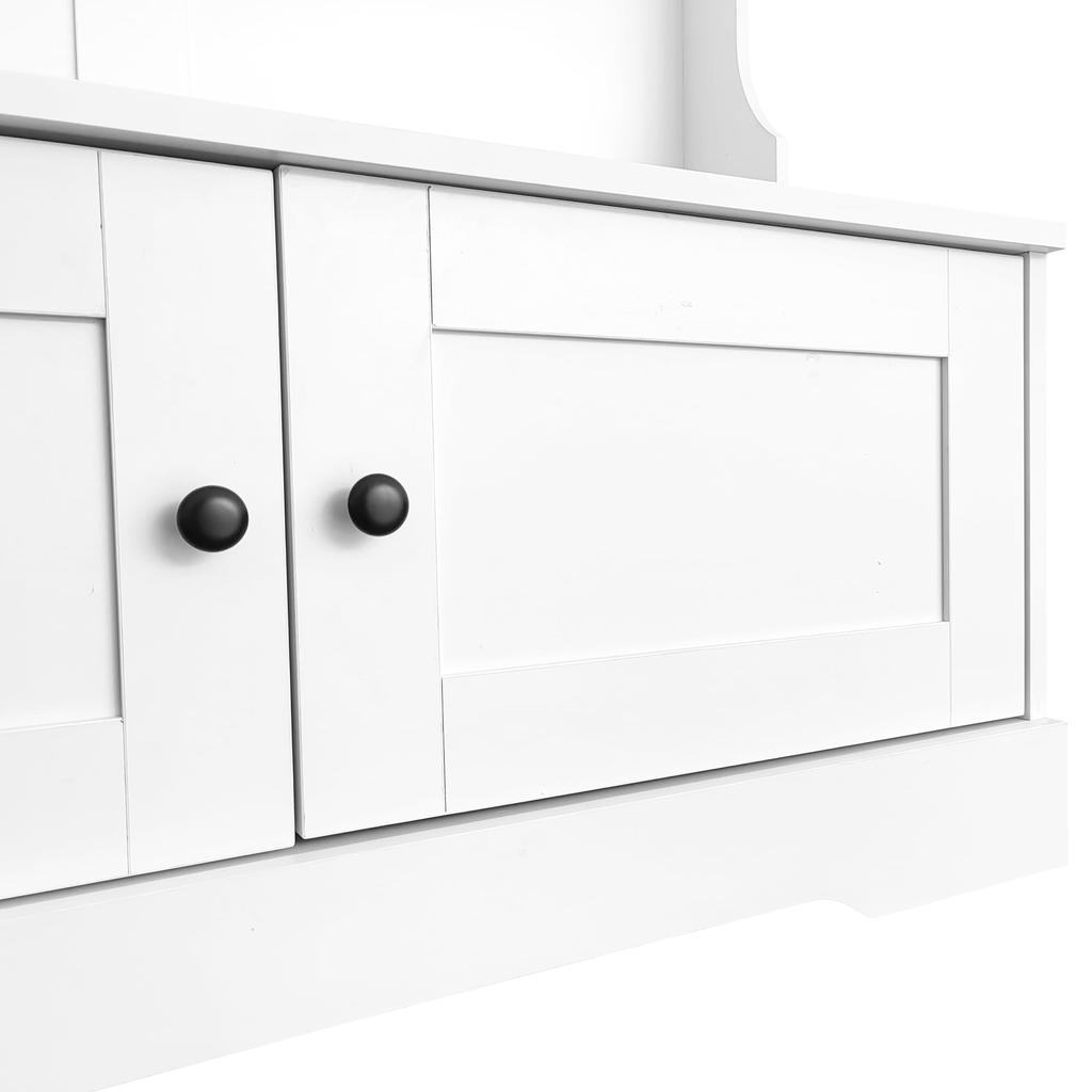 Ensemble de vestiaire pour couloir, Moderne Ensemble de vestiaire pour couloir 4 crochets, Meuble à chaussures, Banc à chaussures, Compartiment ouvert, Meuble d'entrée pour entrée, Blanc