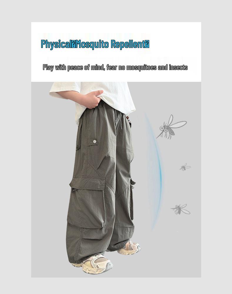 Trendy Boys' Summer Cargo Pants: Korean Style Wide-Leg, Loose Fit, Mosquito-Repellent