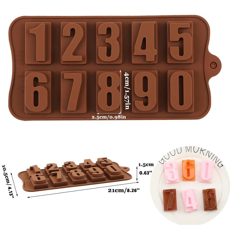Silicon Numbers 0-9 Molds Premium Nonstick CCmax for Homemade Chocolate, Candy, Jelly or Ice Cubes