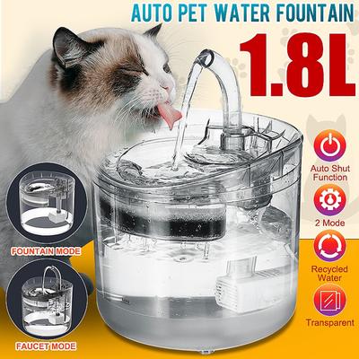 Fontaines d'eau pour animaux de compagnie, distributeur d'eau automatique transparent Ultra silencieux de 1,8 l, pour animaux de compagnie