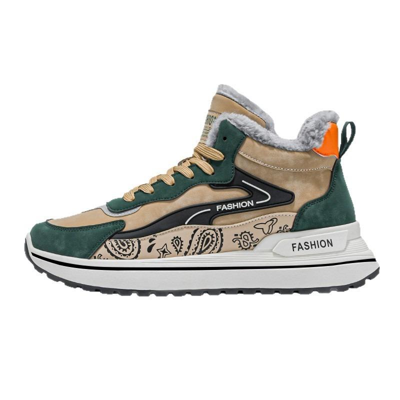 High-top Men's Shoes Winter Velvet Thickened Warm Young Sports Shoes Running Waterproof Heightening Father Cold-proof Cotton Shoes