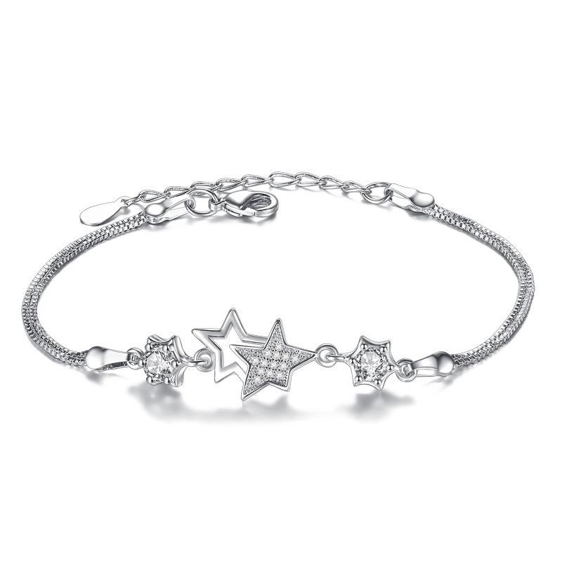 Bracciale a Catena Serpente Stella Moda Argento Sterling 925 Gioiello Regalo