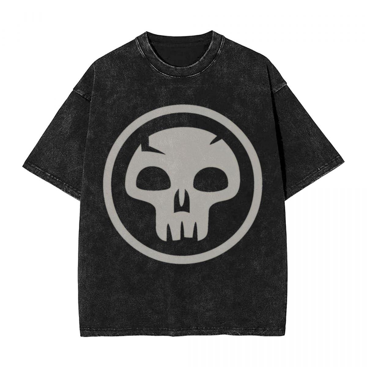 Magic The Gathering (MTG) Black Mana T Shirts Washed Cotton Harajuku TShirts for Men Women Tops Streetwear Summer Tee Shirt S