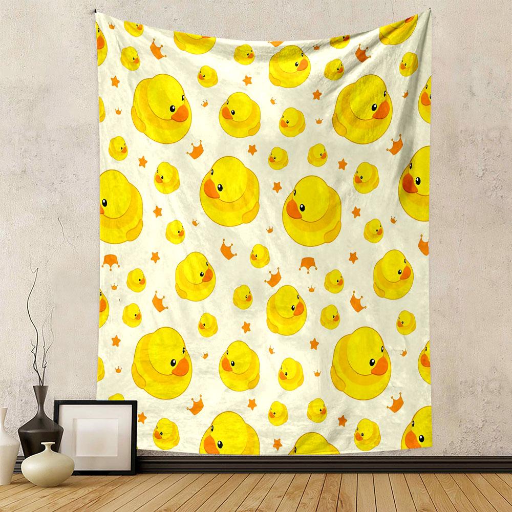 Cute Yellow Rubber Duck Pattern Patterned Tapestry Decorative Wall Hanging, Home Bedroom Living Room Decor