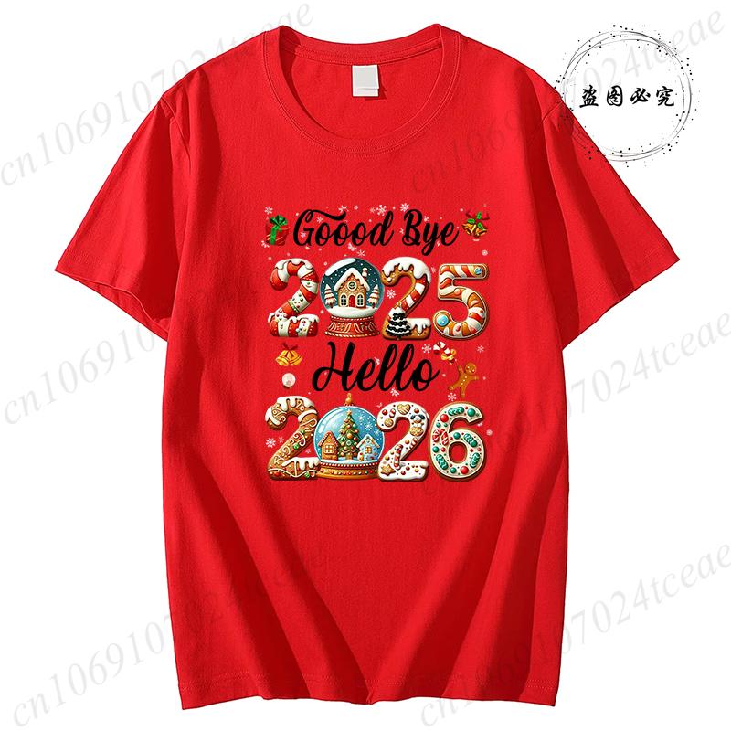 

Good Bye 2025 Hello 2026 Shirt for Women Men TopsMerry Christmas TShirtsHappy New Year 2026 TshirtFamily Holiday Outfit S