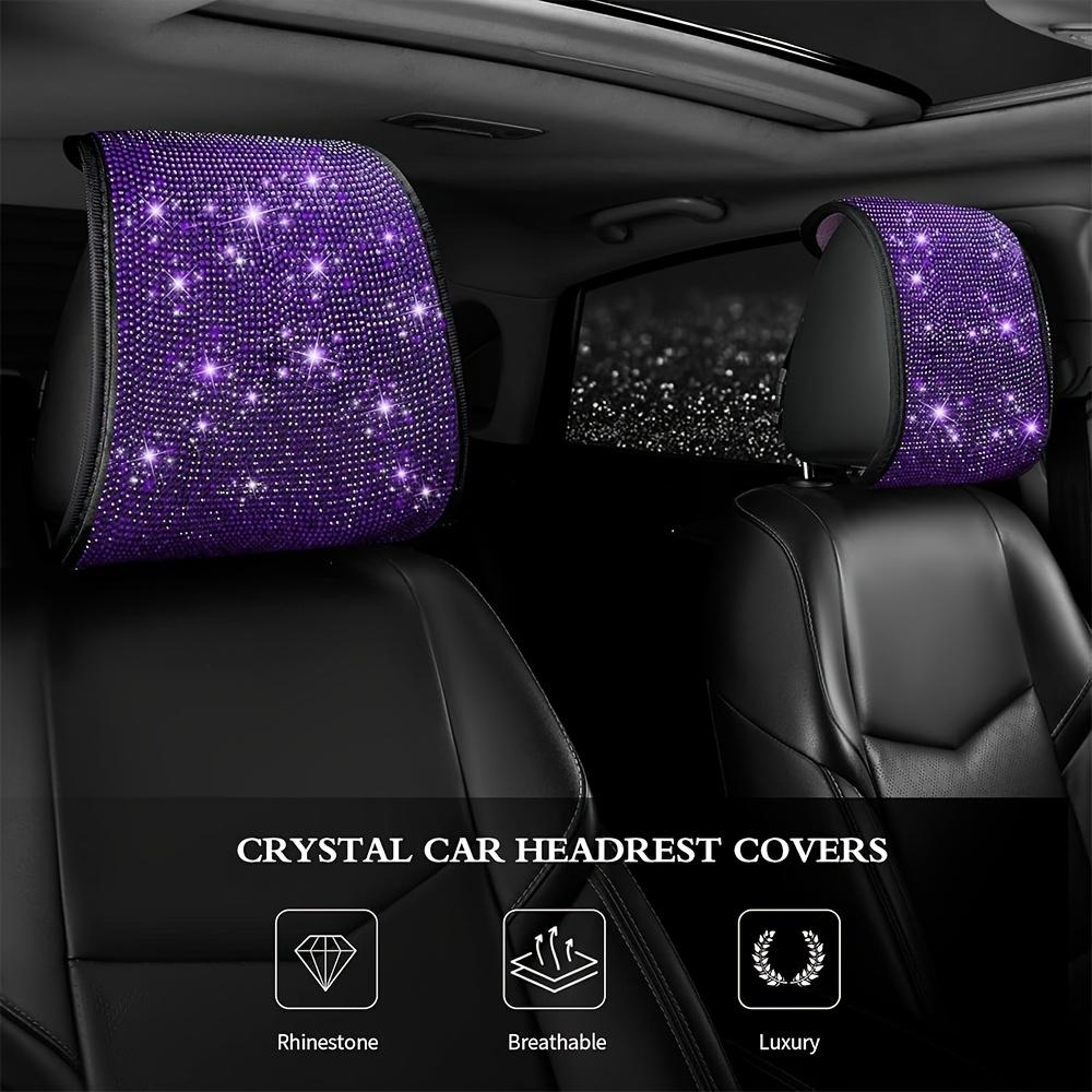 2pcs Bling Car Headrest Covers for Women Full Rhinestone Headrest Fits Most Cars 2PCS