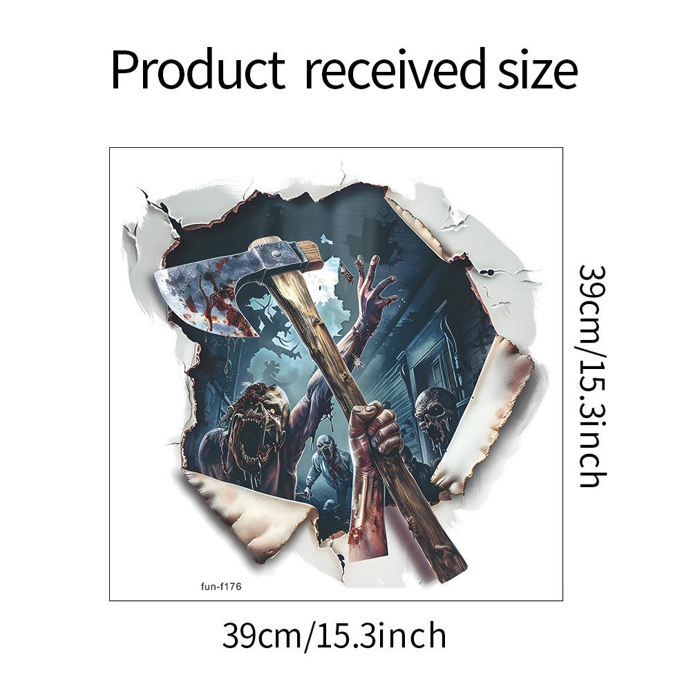 

Fun-f176 Хэллоуин Сломанная стена Зомби Топор Праздничное украшение Спальня Гостиная Ландшафтный дизайн Наклейки на стену 39*39CM/fun-f176