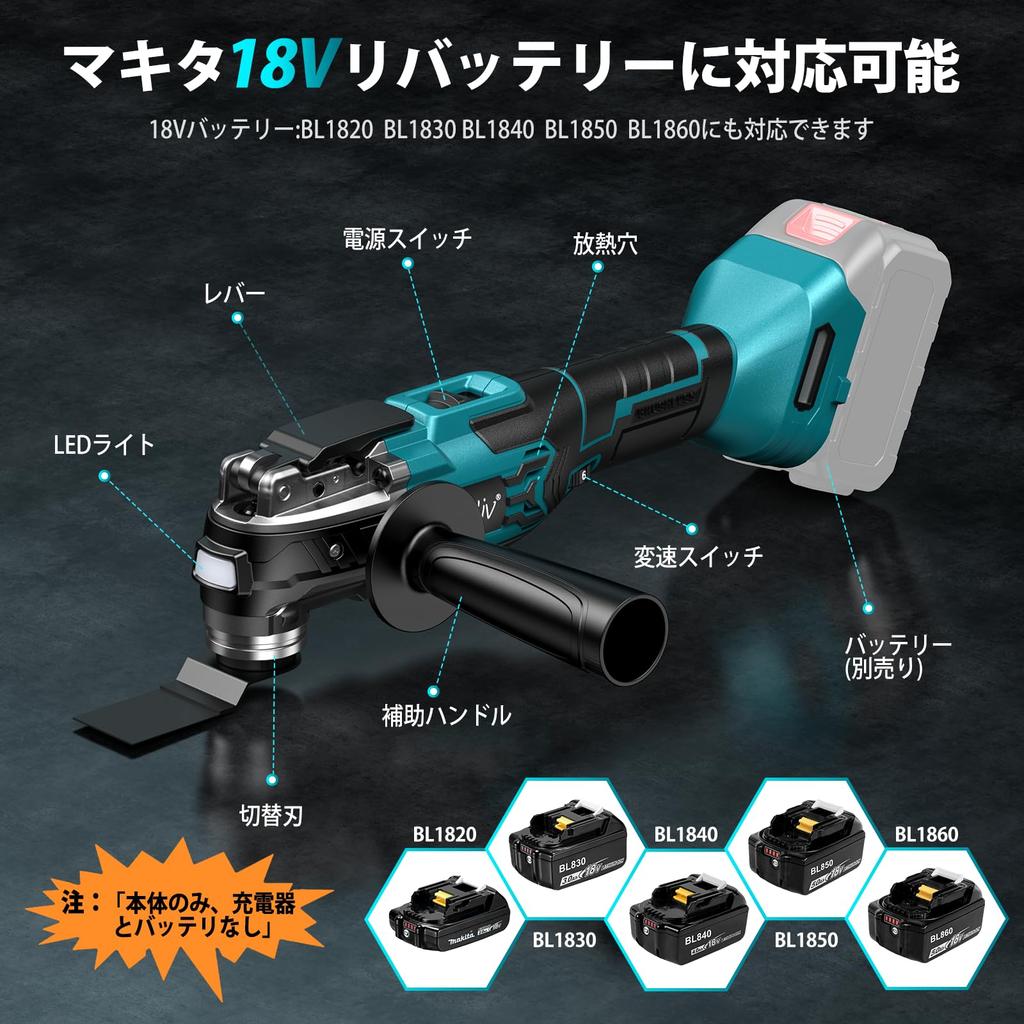 Elikliv Rechargeable with Brushless Cordless Low Starlock OIS Compact and Adjustable LED Universal Handle for Left and Right Makita 18V Body Charger