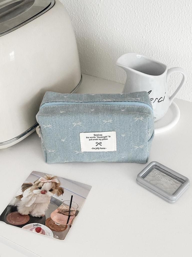 Korean Style Denim Octagonal Bag for Earphones, Lipstick, and Skincare Essentials